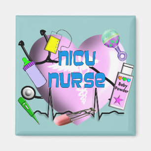 NICU Nurse Pink Heart Design Gifts Magnet