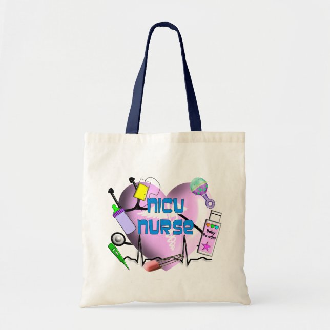 NICU Nurse Pink Heart Design Gifts Tote Bag (Front)