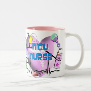 NICU Nurse Pink Heart Design Gifts Two-Tone Coffee Mug