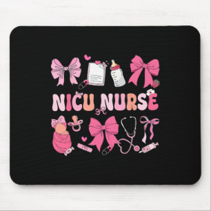 Nicu Nurse Shirt Coquette Bow Nurse Day Nurse Week Mouse Pad