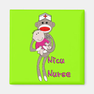 Nicu Nurse Sock Monkey Design Gifts Magnet