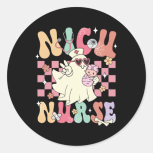 Nicu Nurse Spooky Ghost Halloween Cute Nursing Cos Classic Round Sticker