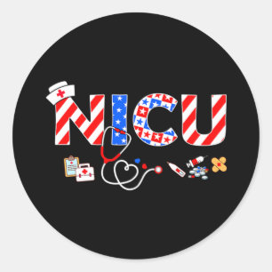 Nicu nurse stethoscope memorial day 4th july nursi classic round sticker