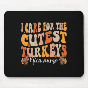 Nicu Nurse Thanksgiving Cutest Turkeys Retro Fall  Mouse Pad
