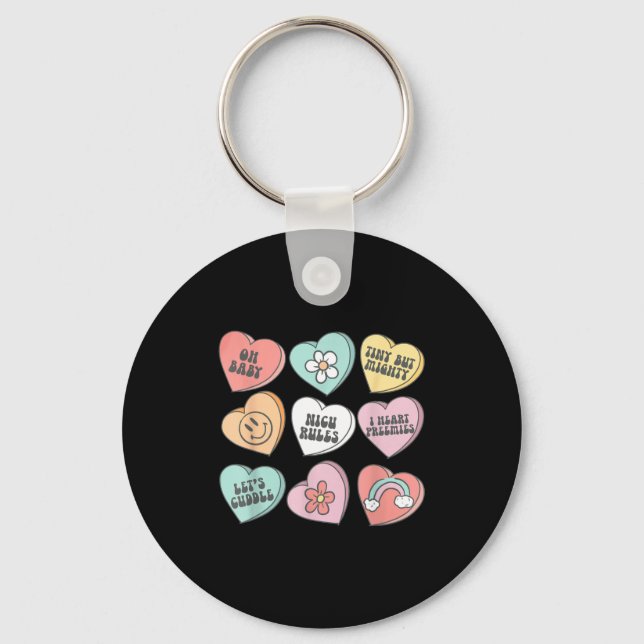 Nicu Nurse Valentine's Day Heart Candy Neonatal Ic Key Ring (Front)