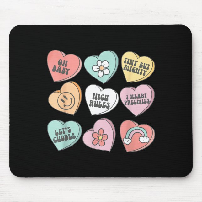Nicu Nurse Valentine's Day Heart Candy Neonatal Ic Mouse Pad (Front)