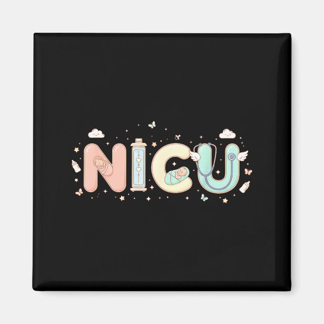 Nicu Nurse Valentine's Day Heart Stethoscope Scrub Magnet (Front)