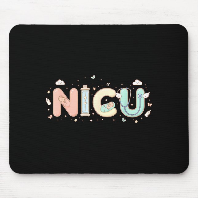 Nicu Nurse Valentine's Day Heart Stethoscope Scrub Mouse Pad (Front)
