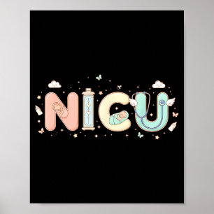 Nicu Nurse Valentine's Day Heart Stethoscope Scrub Poster