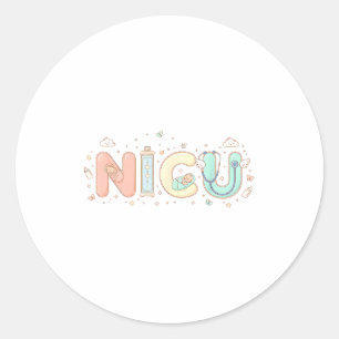 Nicu Nurse Valentines Day Heart Stethoscope Scrubs Classic Round Sticker