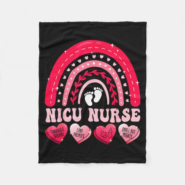 Nicu Nurse Valentines Day Rainbow Neonatal Rn Hear Fleece Blanket (Front)