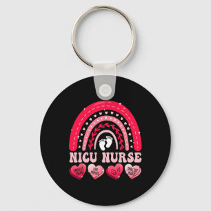 Nicu Nurse Valentines Day Rainbow Neonatal Rn Hear Key Ring