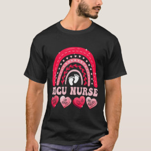 Nicu Nurse Valentines Day Rainbow Neonatal Rn Hear T-Shirt