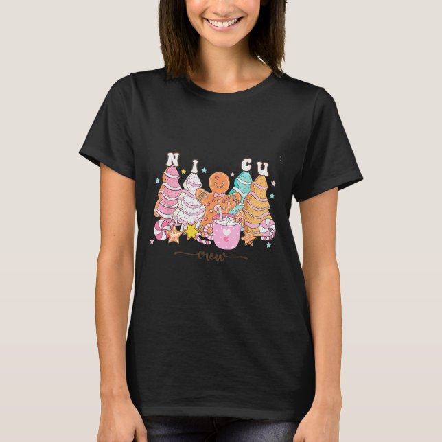Nicu Nurse Xmas Gingerbread Neonatal Intensive Car T-Shirt (Front)