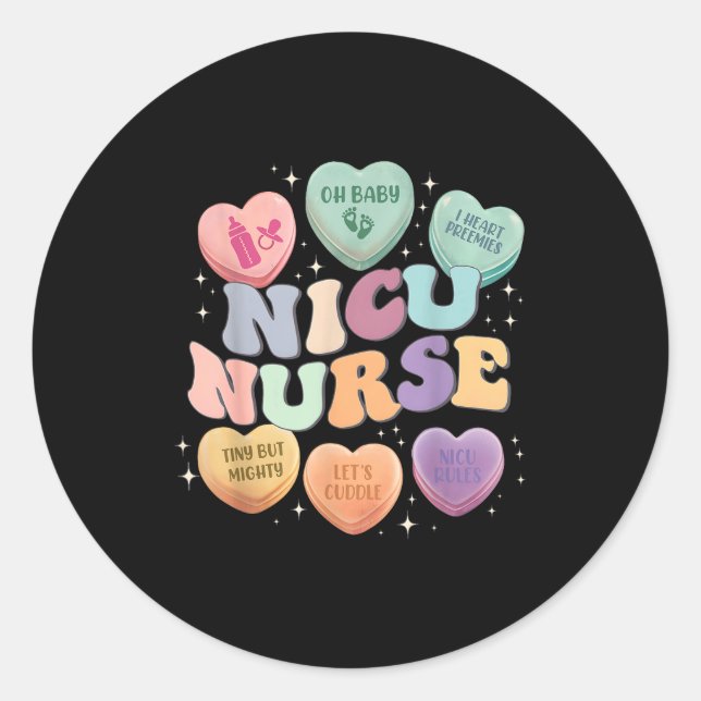 Nicu Valentine Nicu Nurse Valentines Day Icu Nurse Classic Round Sticker (Front)
