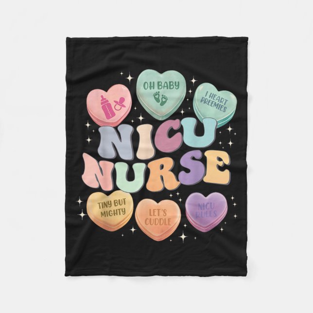 Nicu Valentine Nicu Nurse Valentines Day Icu Nurse Fleece Blanket (Front)