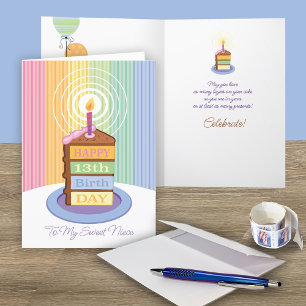 Niece 13th Birthday 4 Layered Cake Slice Card