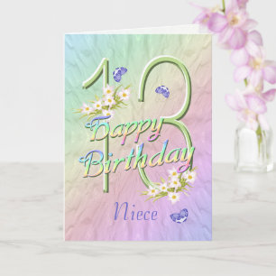 Niece 13th Birthday Butterflies and Flowers Card