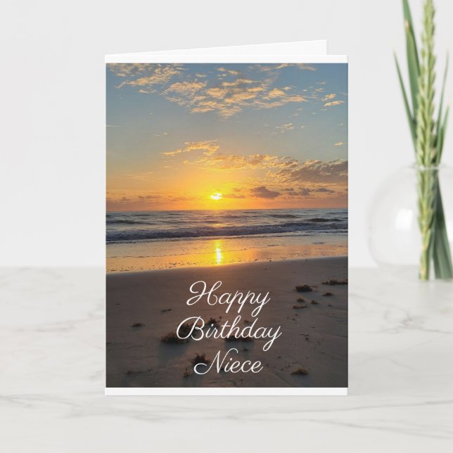 !** "NIECE*** BEAUTIFUL BEACH SUNSET JUST FOR YOU CARD (Front)