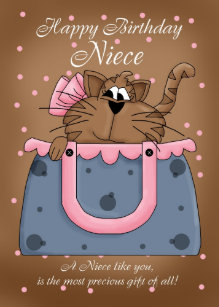 Cat For Nieces Birthday Cards Zazzle Com Au