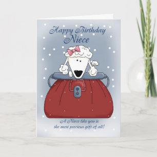 Niece Birthday Card - Cute Puppy Purse Pet