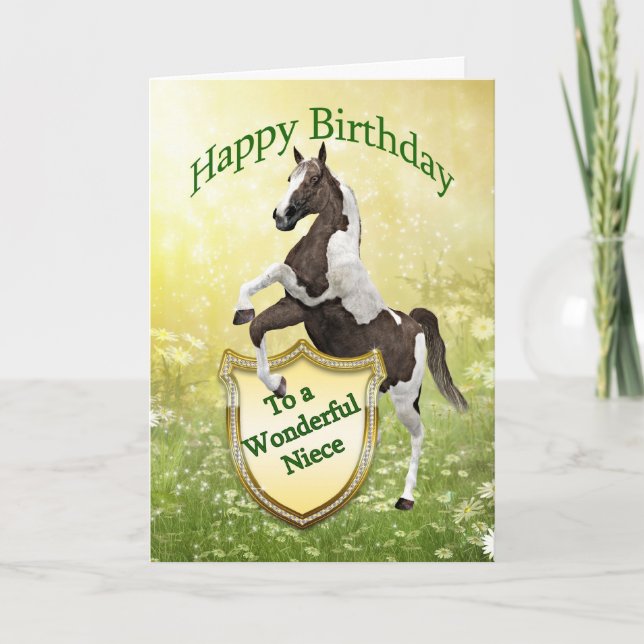 Niece birthday card with a rearing horse (Front)