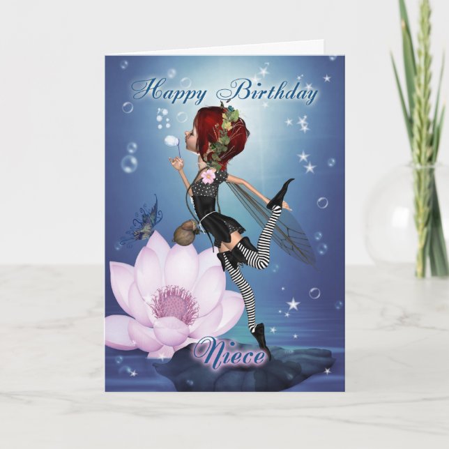 Niece Birthday Card With Fantasy Water Fairy (Front)