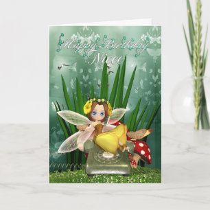 Niece Birthday card with moonies Fall fairy