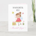 Niece birthday fairy girls pink whimsical  card<br><div class="desc">An adorable birthday card with the cutest little fairies that you can personalise with your Nieces name. The birthday fairy collection is perfect for little girls who adore magical creatures. You can choose between two types of cards. You can choose either silky gloss paper or matte paper. Matte, is a...</div>