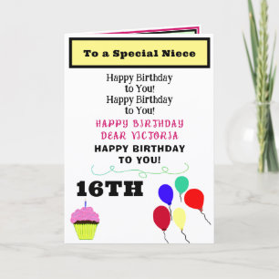 Niece Birthday Pink Cupcake NAME Any Age Card