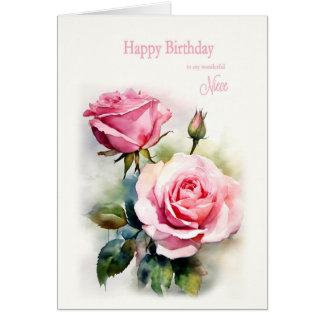 Niece Birthday Roses Painted Watercolor