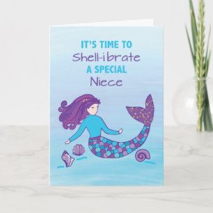 Niece Birthday Sparkly Look Mermaid Card