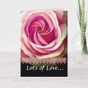 NIECE Birthday with Pink Rose and Lace Trim Card
