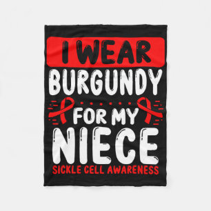 Niece Burgundy Ribbon Aunt Uncle Sickle Cell Aware Fleece Blanket
