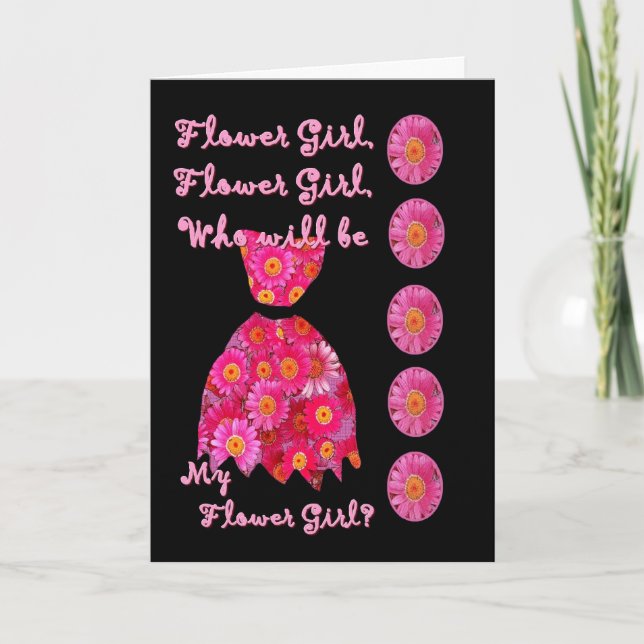 NIECE Flower Girl Invitation PINKY RED Dress (Front)