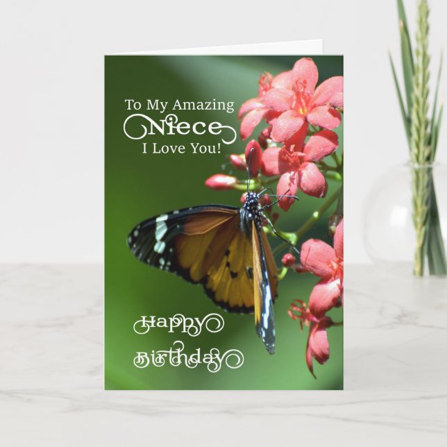 Niece / Happy Birthday - Butterfly Card (Front)