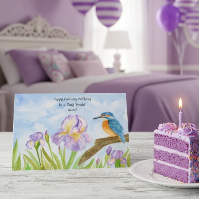 Niece Happy February Birthday Kingfisher Card (Creator Uploaded)