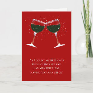 Niece Happy Holidays Christmas Wine Funny Card