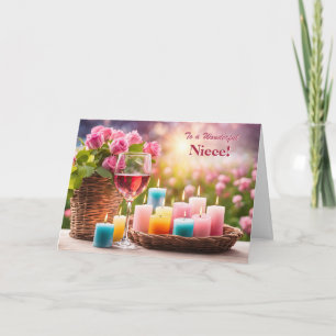 Niece Happy Mothers Day Pretty Wine Roses Holiday Card
