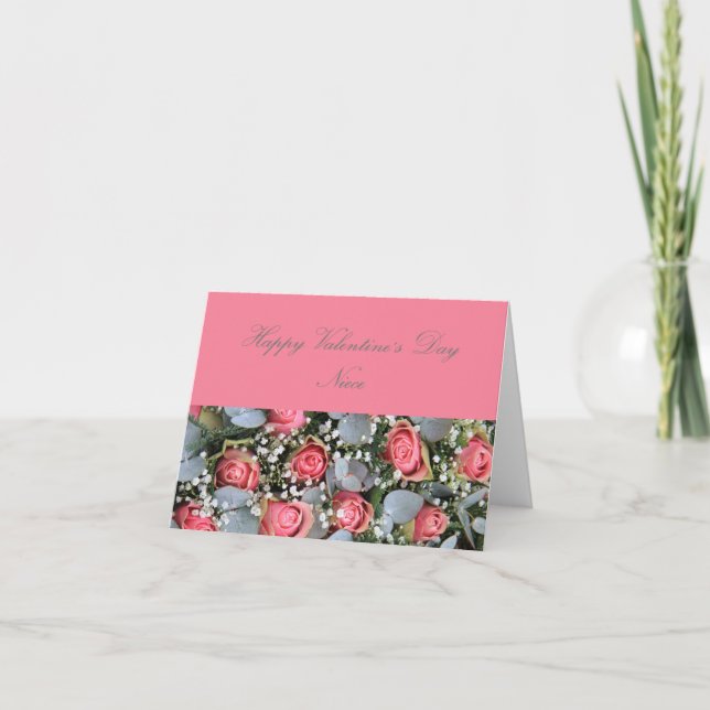 Niece  Happy Valentine's Day Roses Holiday Card (Front)