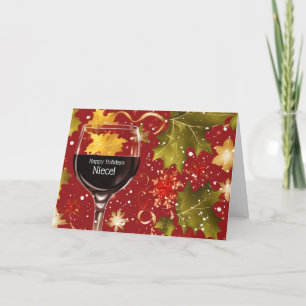 Niece Humorous Christmas Happy Holidays Wine Adult Holiday Card