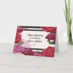 Niece & Husband Wedding Anniversary Rose Card