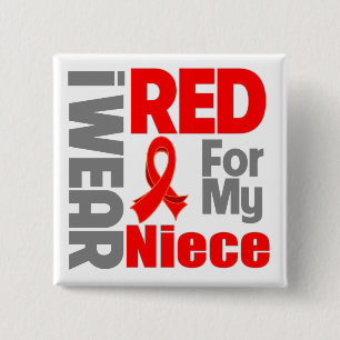 Niece - I Wear Red Ribbon 15 Cm Square Badge