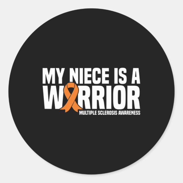 Niece Is A Warrior Ms Multiple Sclerosis Awareness Classic Round Sticker (Front)