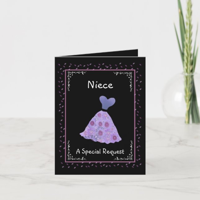 NIECE  Junior Bridesmaid  Purple Dress Ver 002 Invitation (Front)