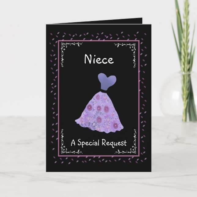NIECE - Junior Bridesmaid - Purple Flowered Dress Invitation (Front)