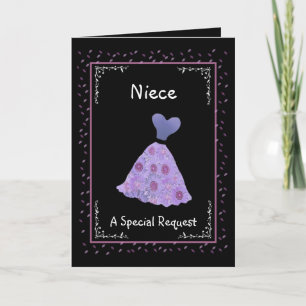 NIECE - Junior Bridesmaid - Purple Flowered Dress Invitation