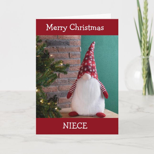 **NIECE** MERRY CHRISTMAS FROM GNOME HOLIDAY CARD (Front)