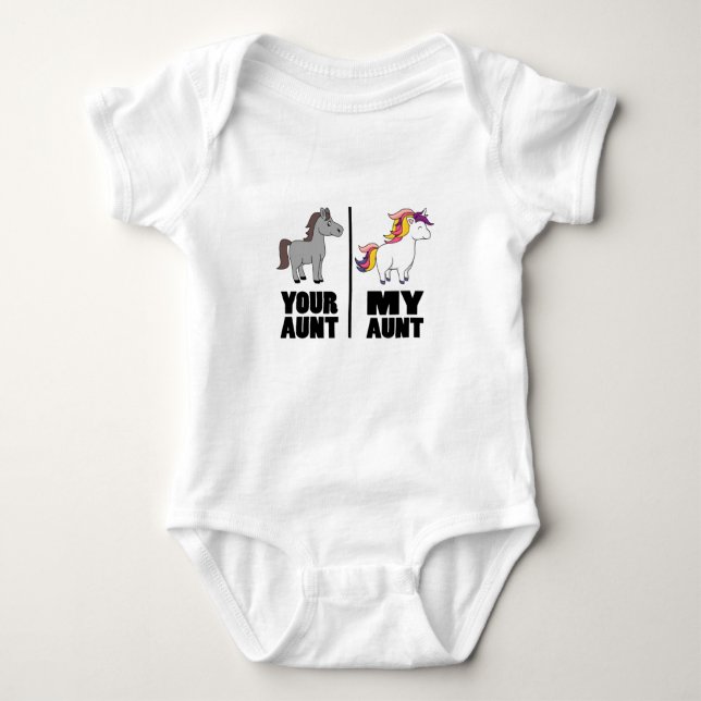 Niece Nephew Auntie Funny Horse Your Aunt My Aunt Baby Bodysuit (Front)