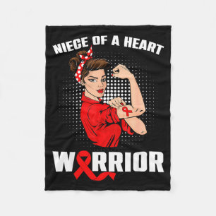 Niece Of A Heart Warrior Heart Disease Messy Bun M Fleece Blanket